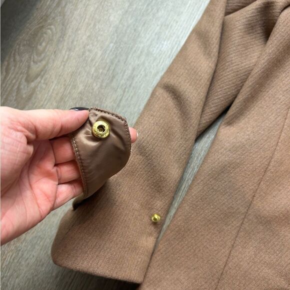 COLE HAAN | Wool Walker Coat Duffle Toggle Front Faux Fur Hood Size 10 - Picture 14 of 16